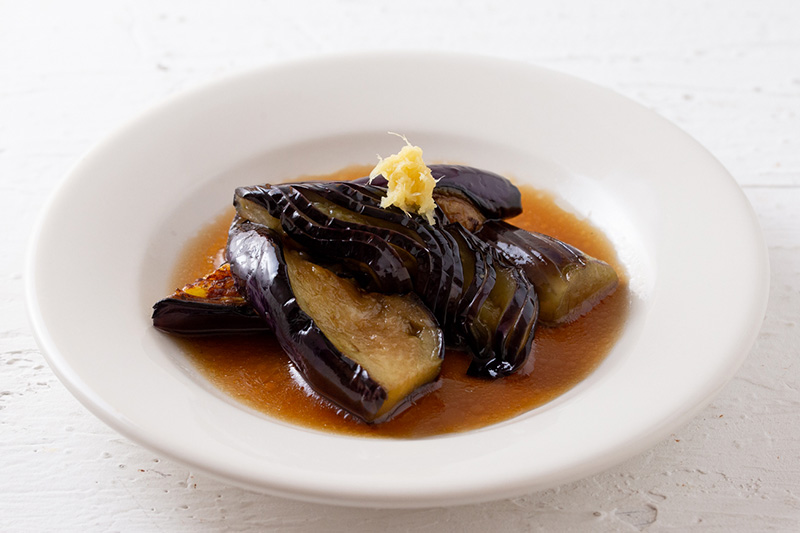 焼き茄子とししとうの揚げびたし